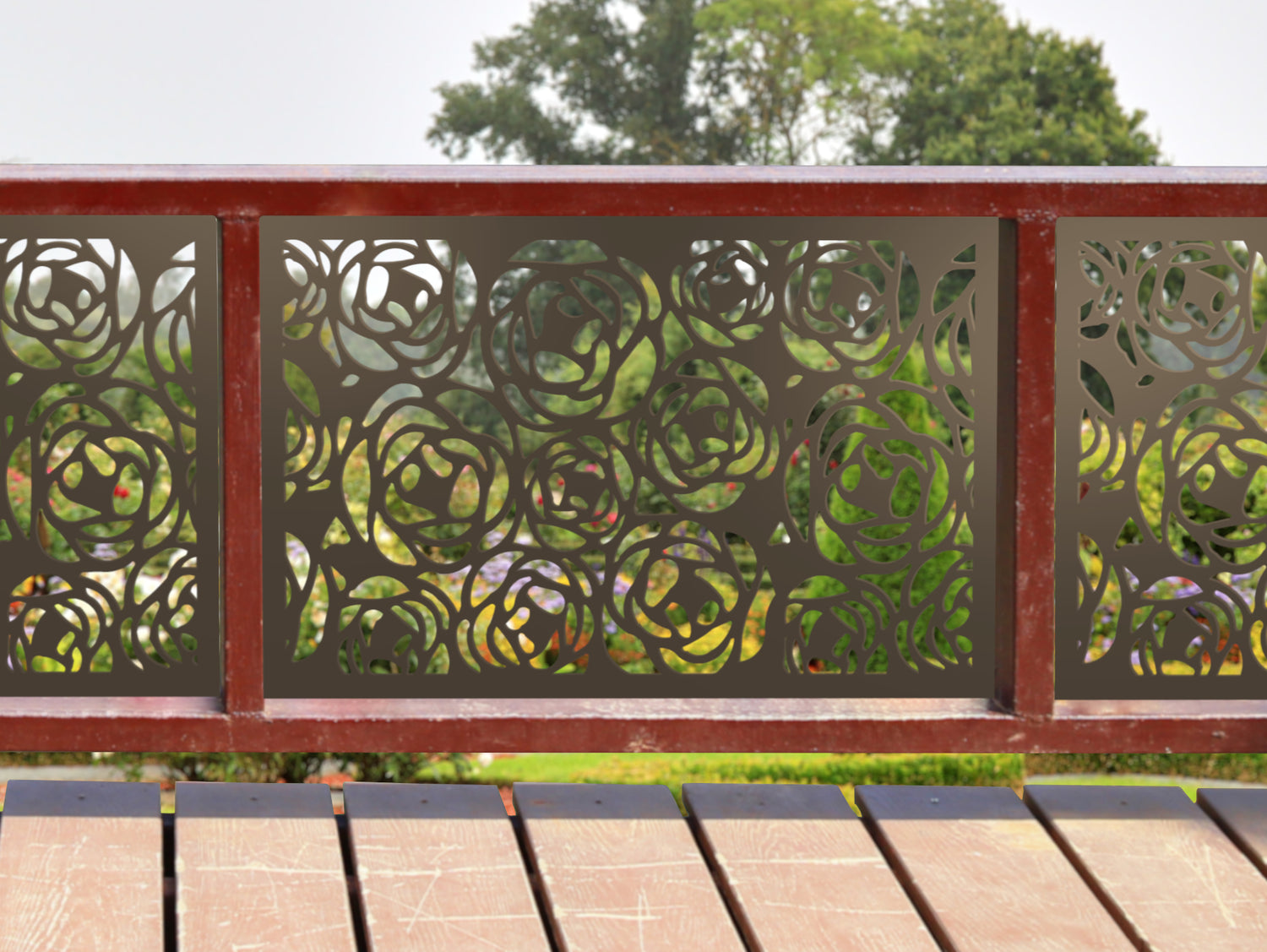 80"x30" - Rose Bush Fence/Gate Panel Insert - Madison Iron and Wood
