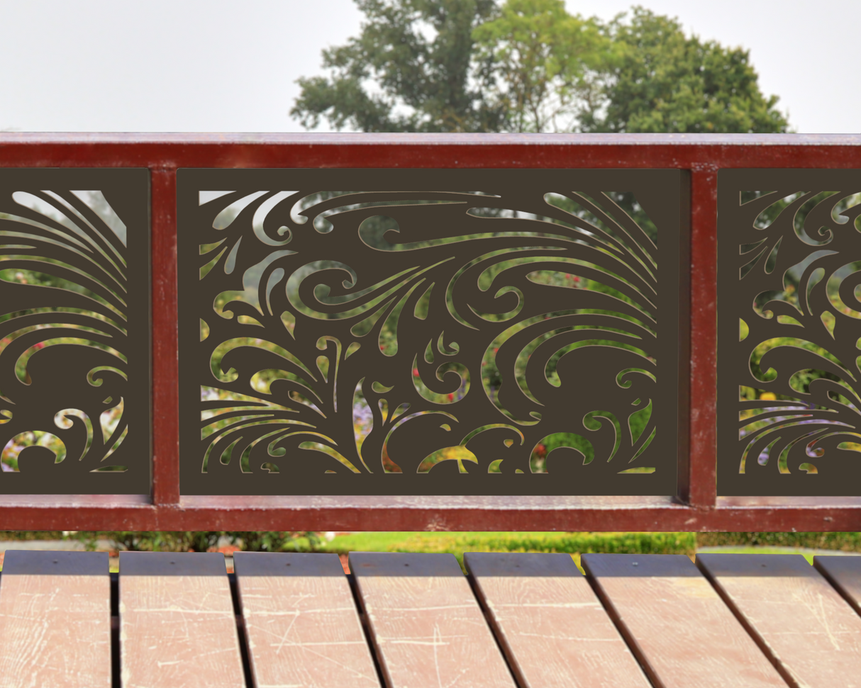 80"x30" - Elegant Scroll Design Fence/Gate Panel Insert - Madison Iron and Wood
