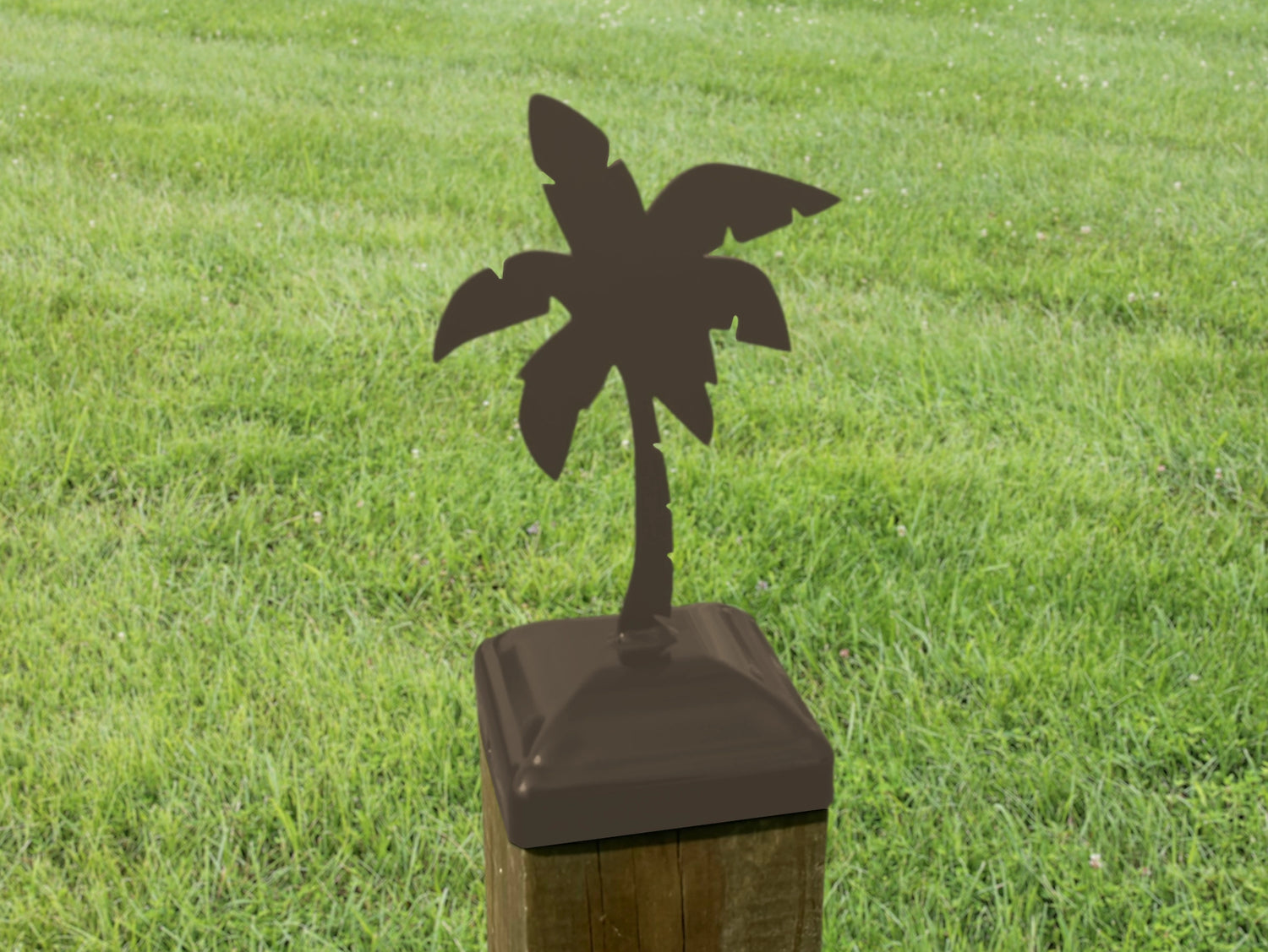 6X6 Palm Tree Post Cap (5.5 x 5.5 Post Size) - Madison Iron and Wood