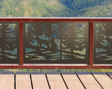 80"x30" - Wolves Howling Fence/Gate Panel Insert - Madison Iron and Wood
