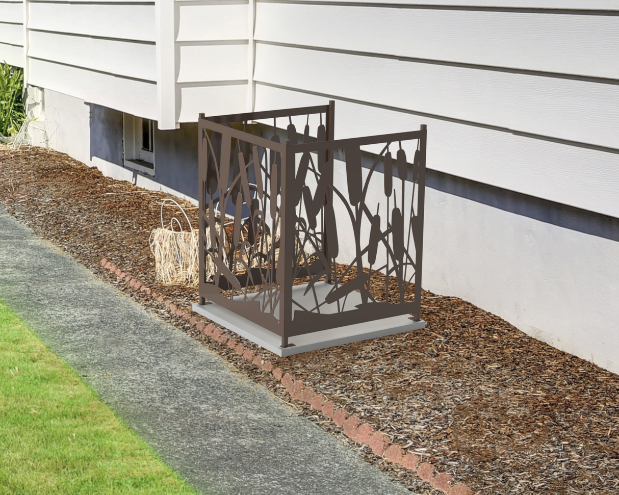Cattails Design AC Unit Cover - Multiple Sizes - Madison Iron and Wood