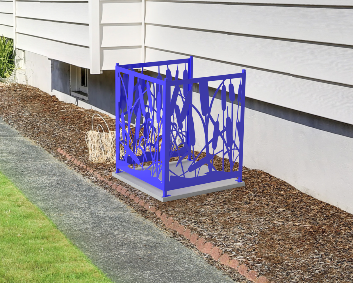 Cattails Design AC Unit Cover - Multiple Sizes - Madison Iron and Wood