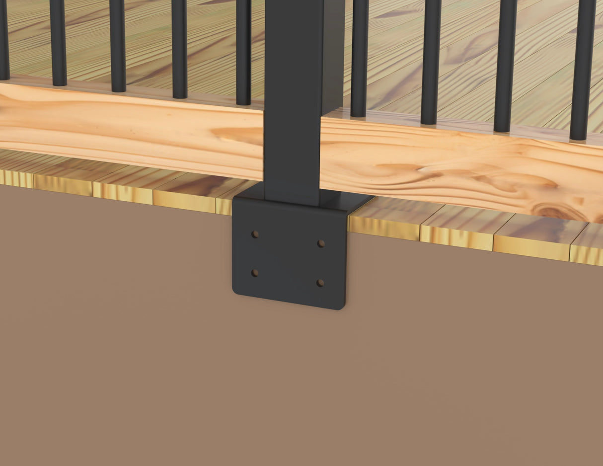 Metal Face Mounted Fence Post - Railing Post - Madison Iron and Wood