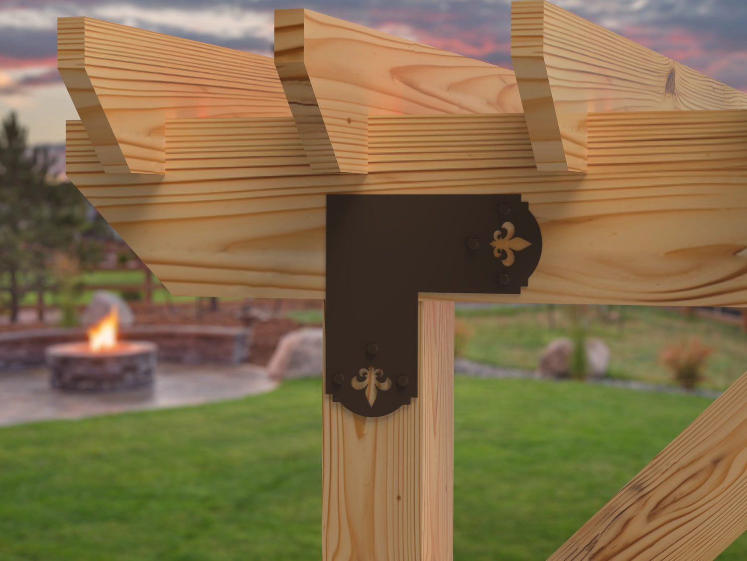 Crowned Fleur De Lis 6x6 Brackets - Madison Iron and Wood