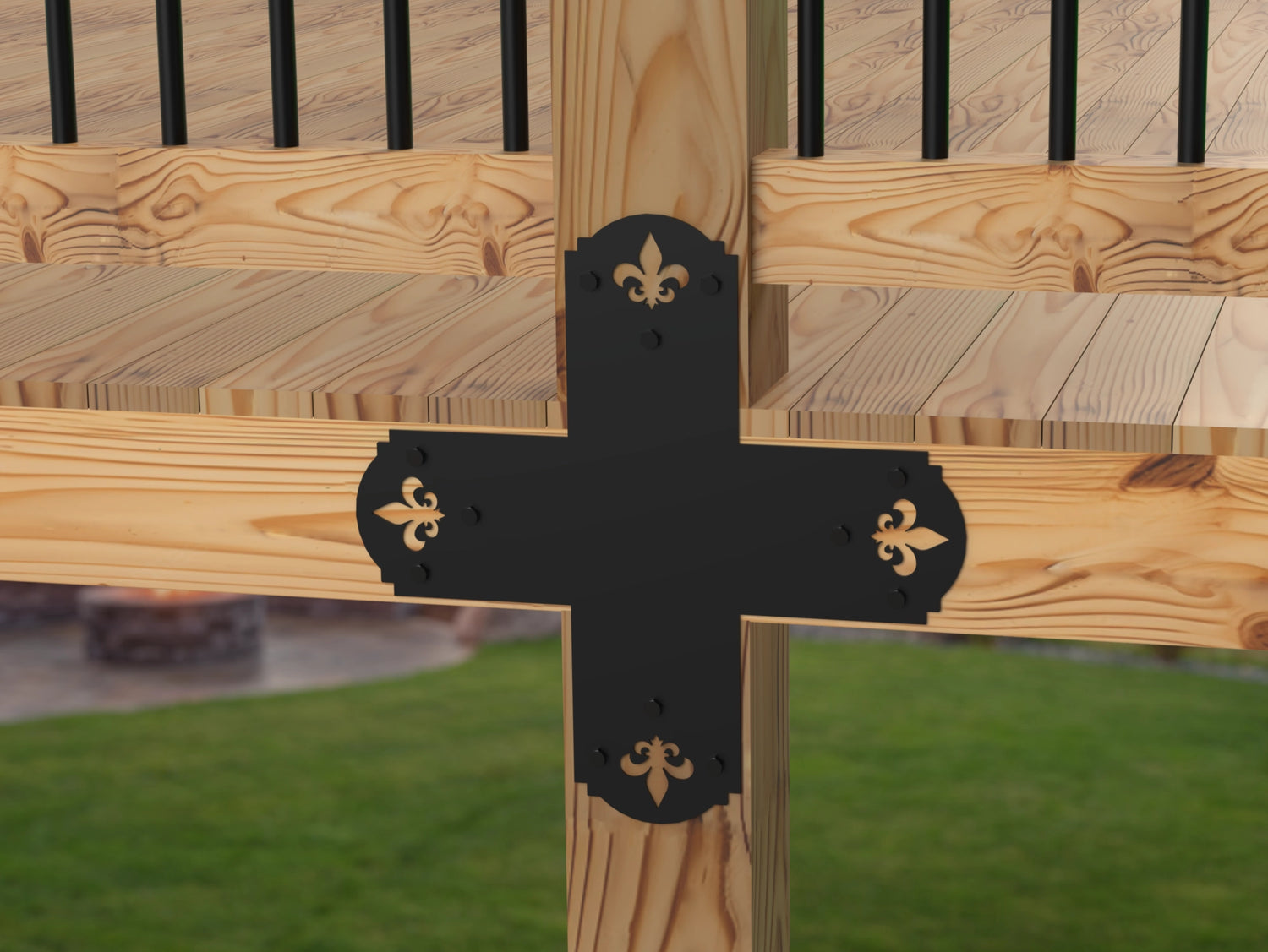 Crowned Fleur De Lis 6x6 Brackets - Madison Iron and Wood