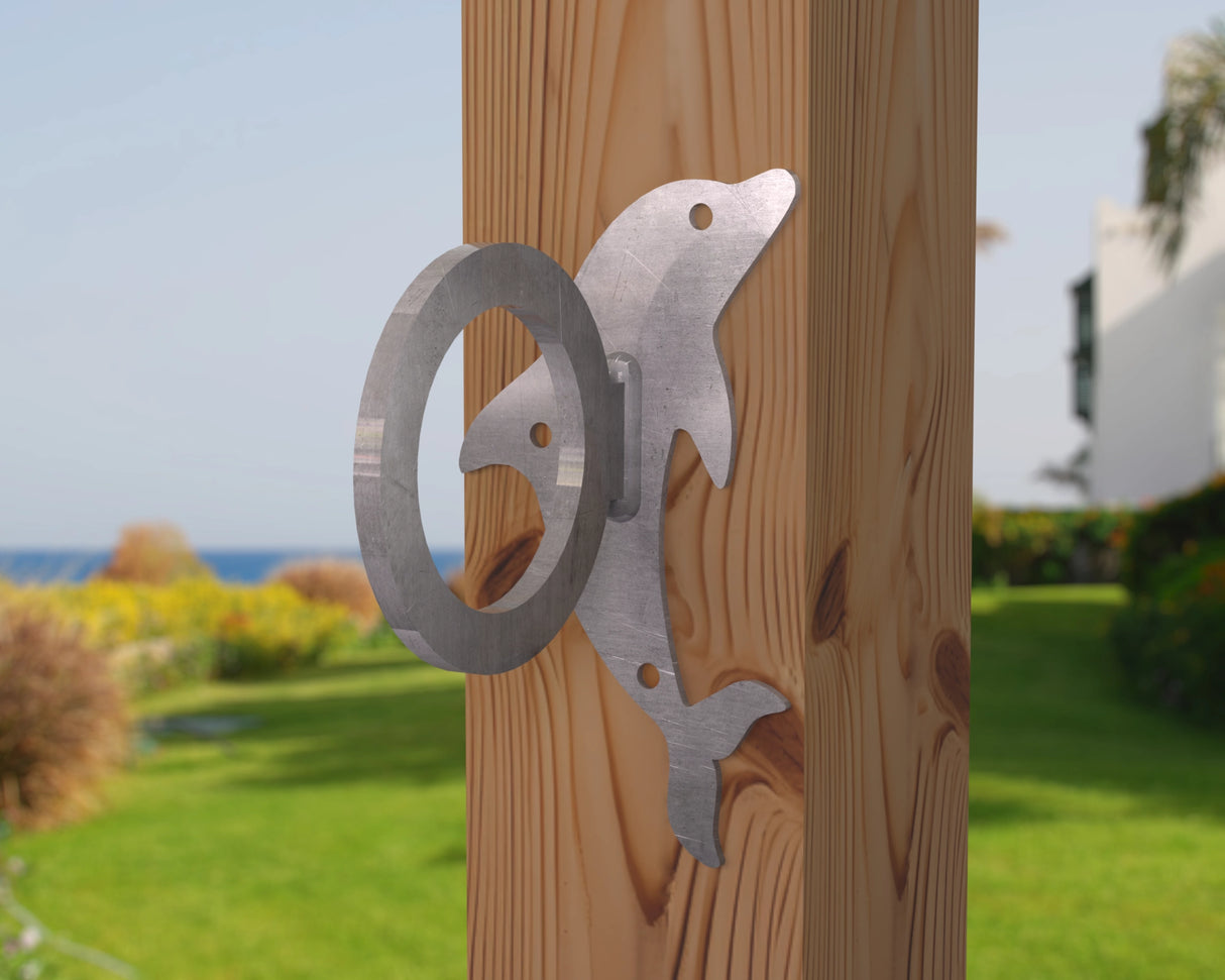 Dolphin Nautical Rope Ring, Light Strand Holder (3 sizes available) - Madison Iron and Wood