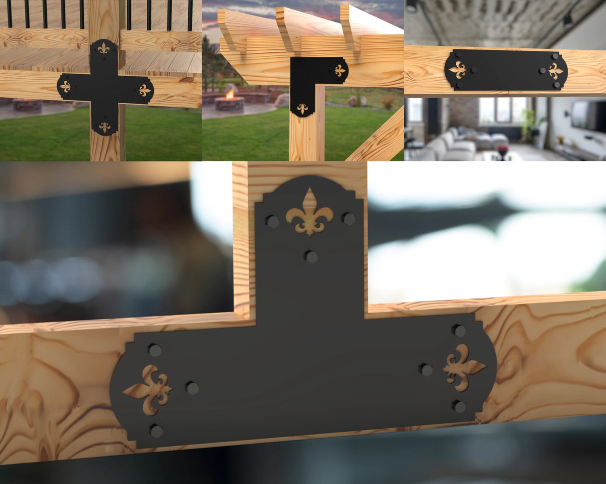 Crowned Fleur De Lis 6x6 Brackets - Madison Iron and Wood