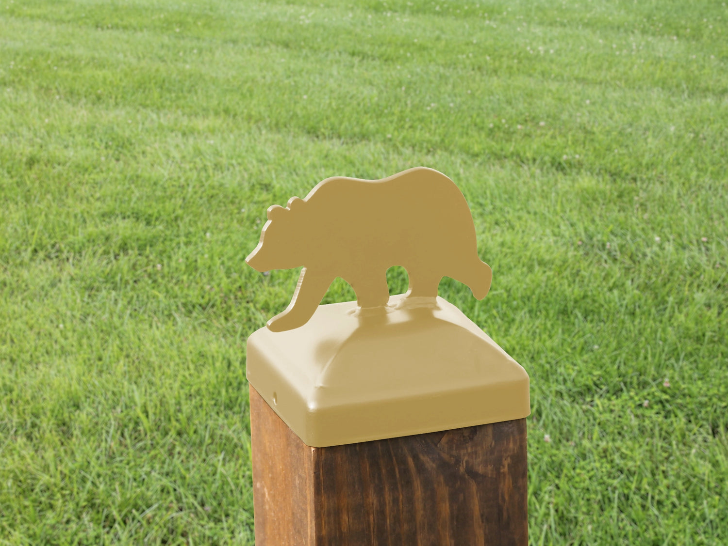6X6 Bear Walking Post Cap (5.5 x 5.5 Post Size) - Madison Iron and Wood