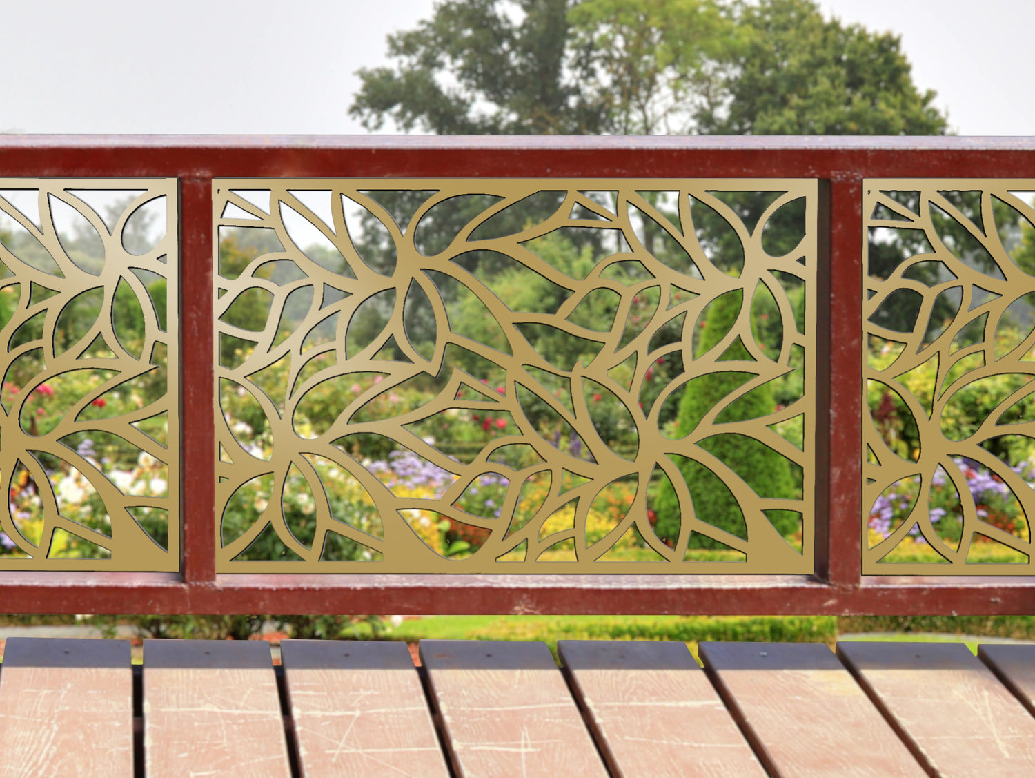 80"x30" - Leaf Pattern Fence/Gate Panel Insert - Madison Iron and Wood
