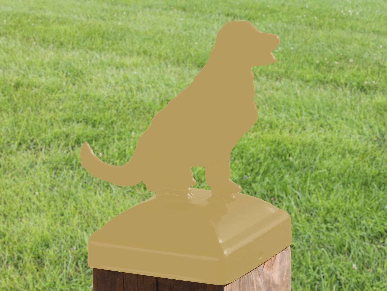 6X6 Golden Retriever Post Cap (5.5 x 5.5 Post Size) - Madison Iron and Wood