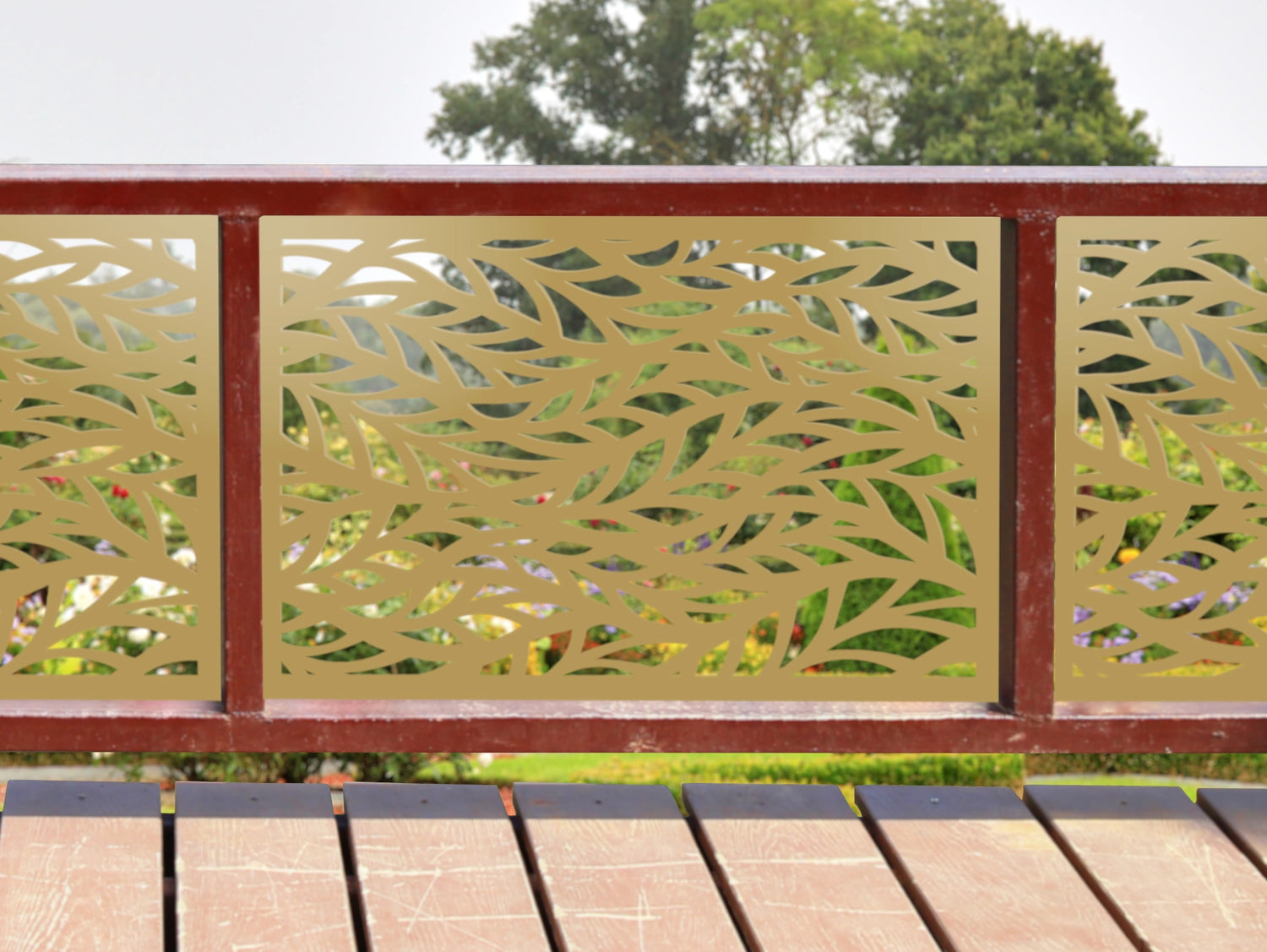 80"x30" - Willow Leaves Fence/Gate Panel Insert - Madison Iron and Wood