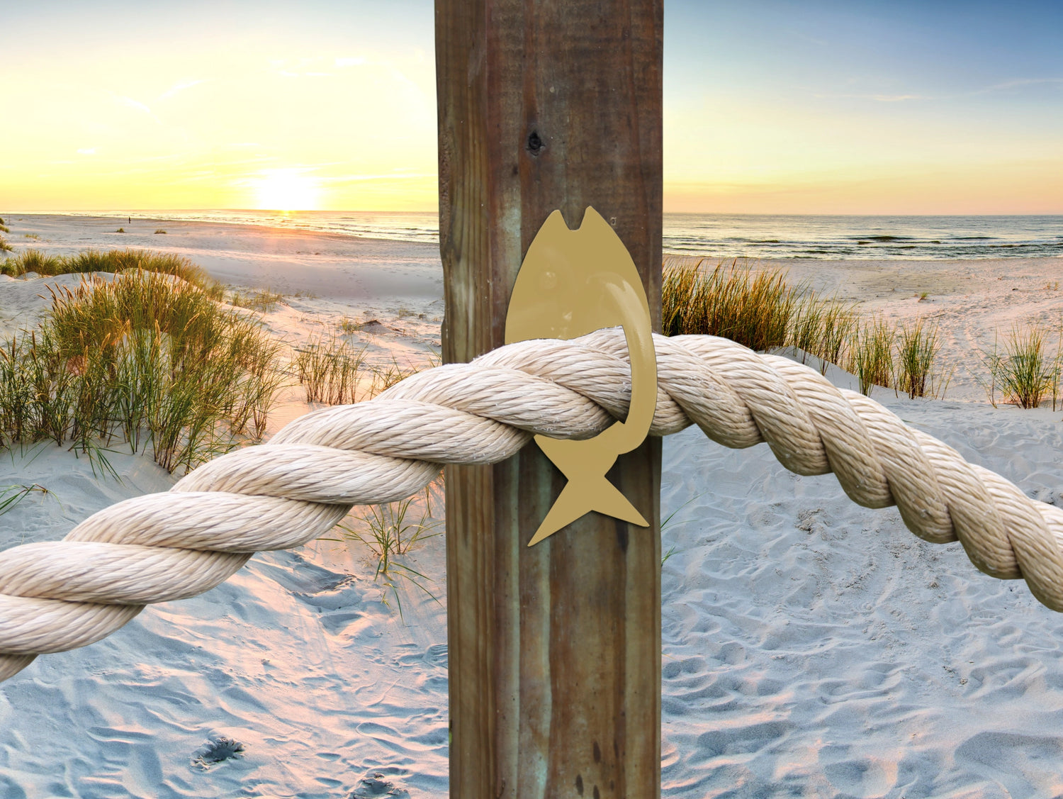 Fish Nautical Rope Ring, Light Strand Holder (3 sizes available) - Madison Iron and Wood