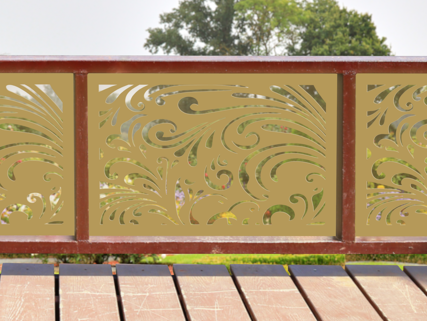 80"x30" - Elegant Scroll Design Fence/Gate Panel Insert - Madison Iron and Wood