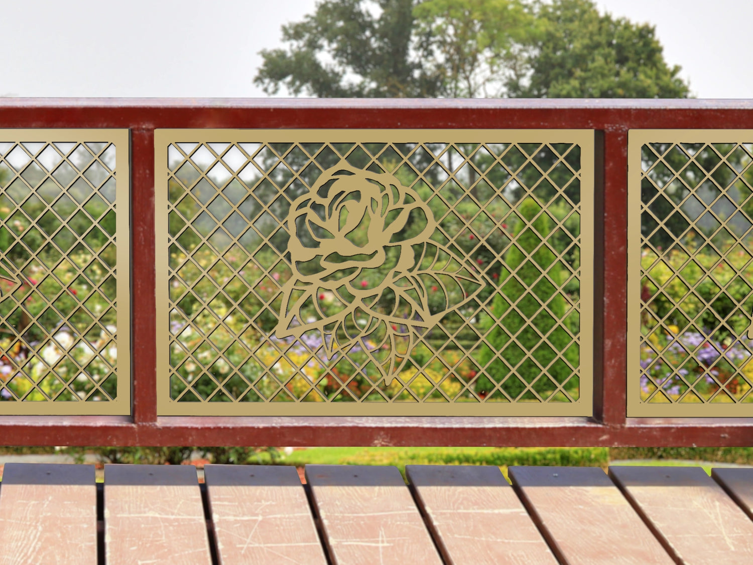 80"x30" - Rose Fence/Gate Panel Insert - Madison Iron and Wood