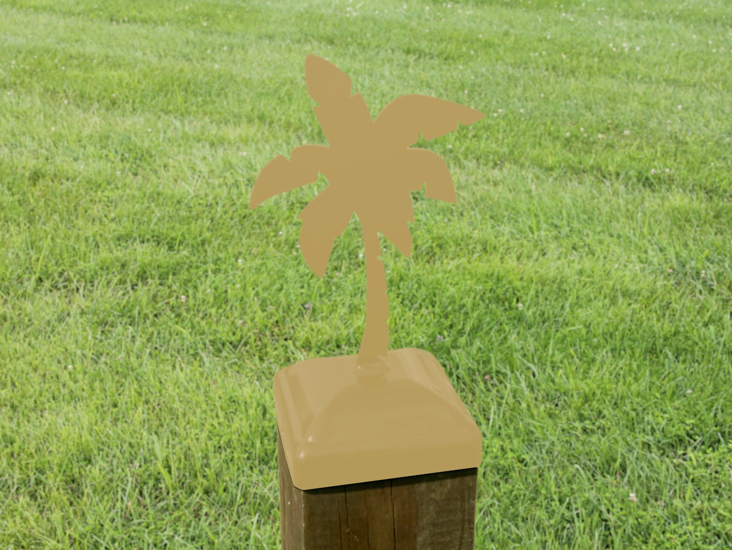 6X6 Palm Tree Post Cap (5.5 x 5.5 Post Size) - Madison Iron and Wood