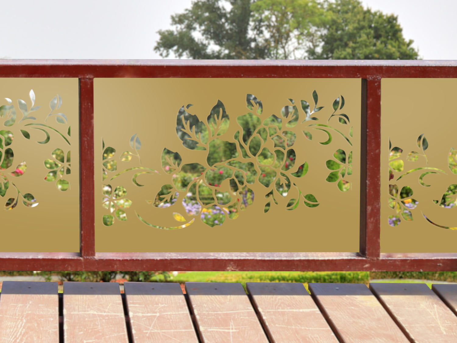 80"x30" - Floral Design Metal Fence/Gate Panel Insert - Madison Iron and Wood