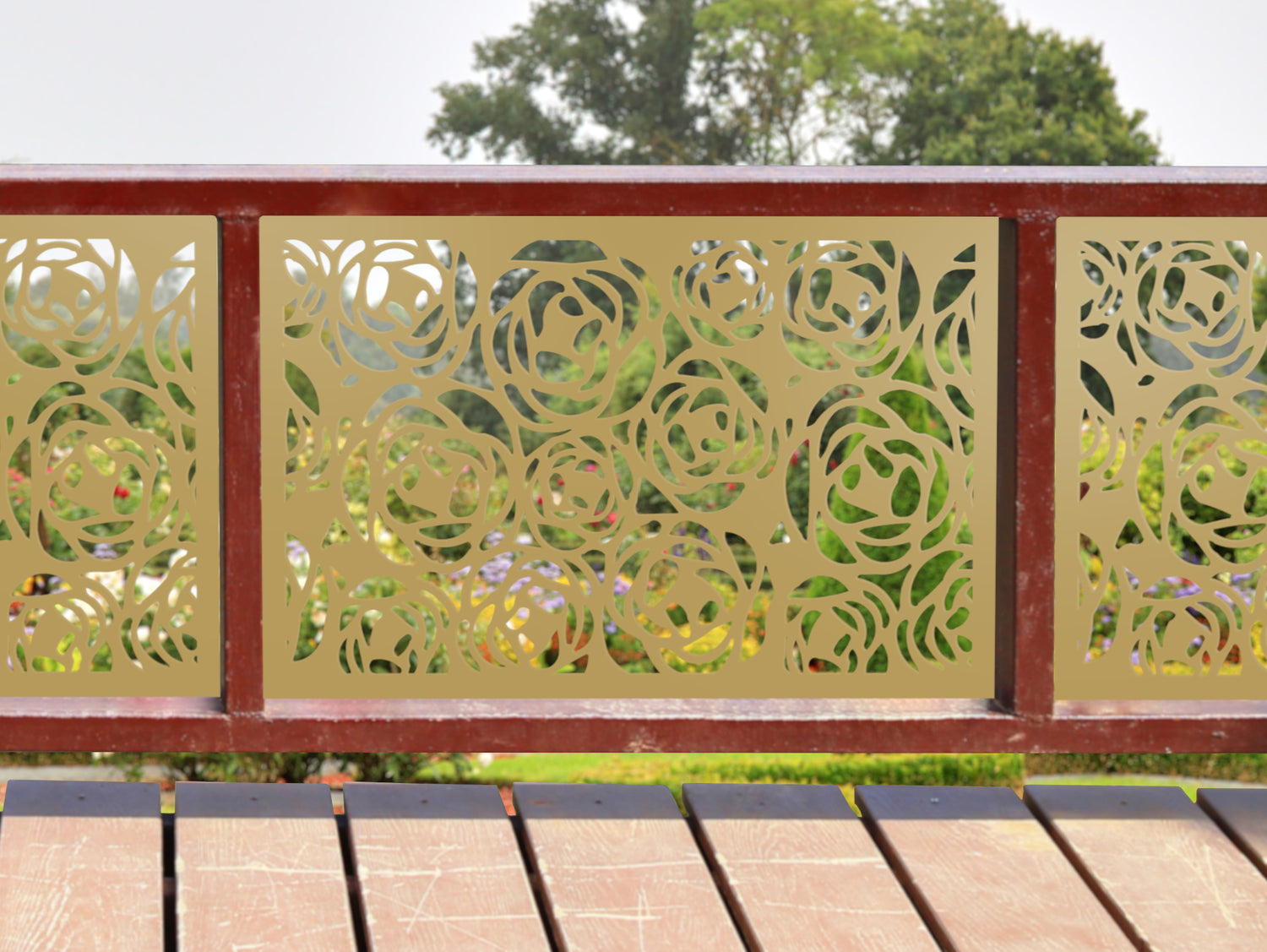 80"x30" - Rose Bush Fence/Gate Panel Insert - Madison Iron and Wood