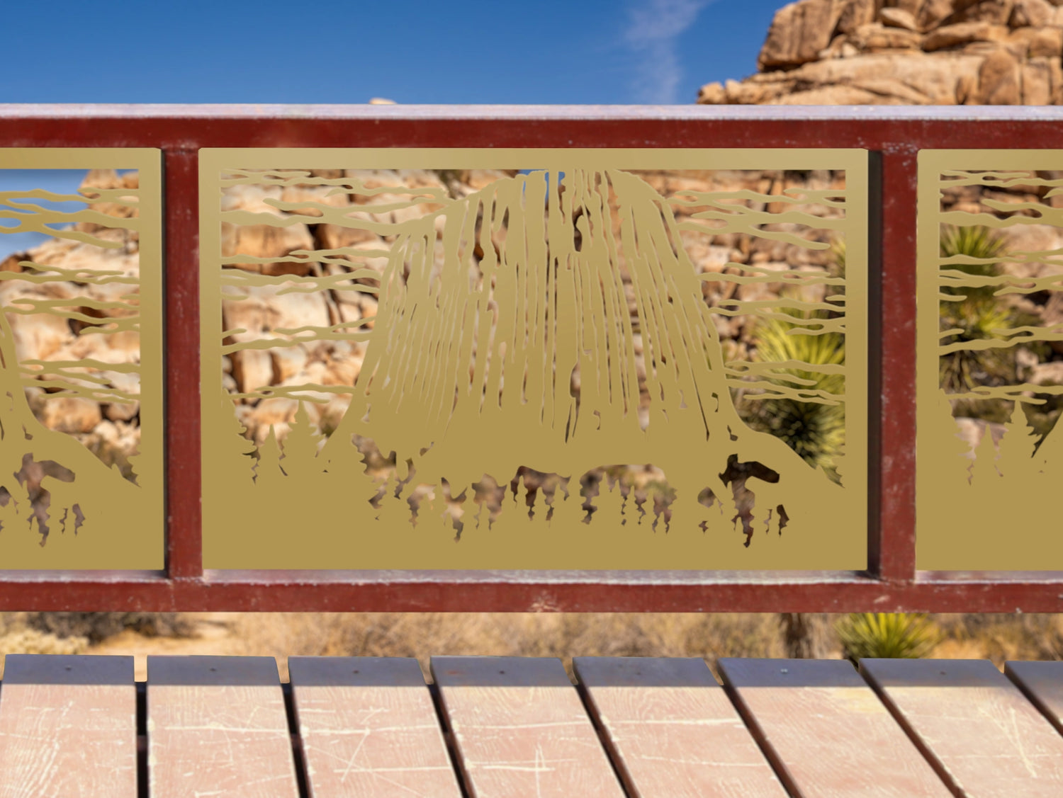 80"x30" - Devils Tower National Monument Fence/Gate Panel Insert - Madison Iron and Wood