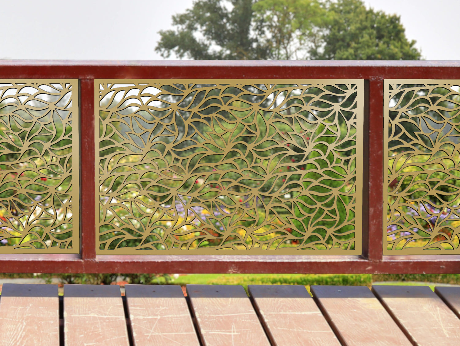80"x30" - Garden Leaves Fence/Gate Panel Insert - Madison Iron and Wood