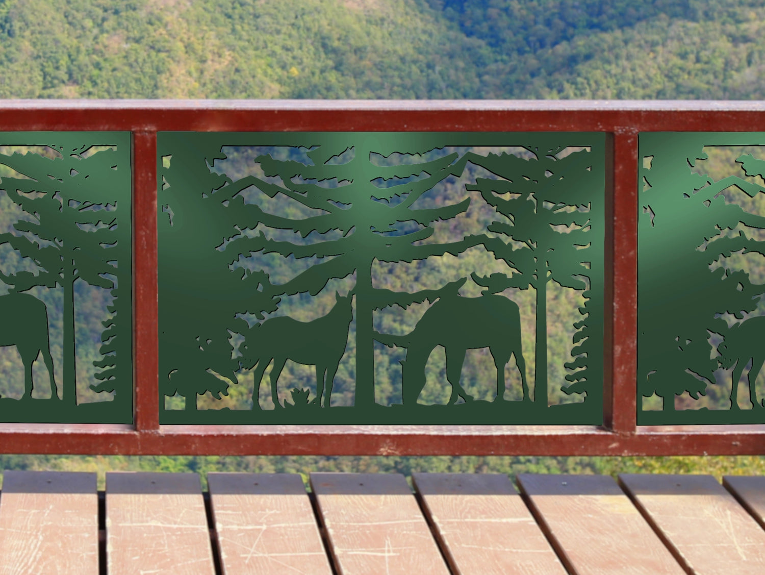 80"x30" - Horses Landscape Fence/Gate Panel Insert - Madison Iron and Wood