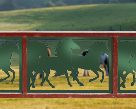 80"x30" - Horses Running Fence/Gate Panel Insert - Madison Iron and Wood