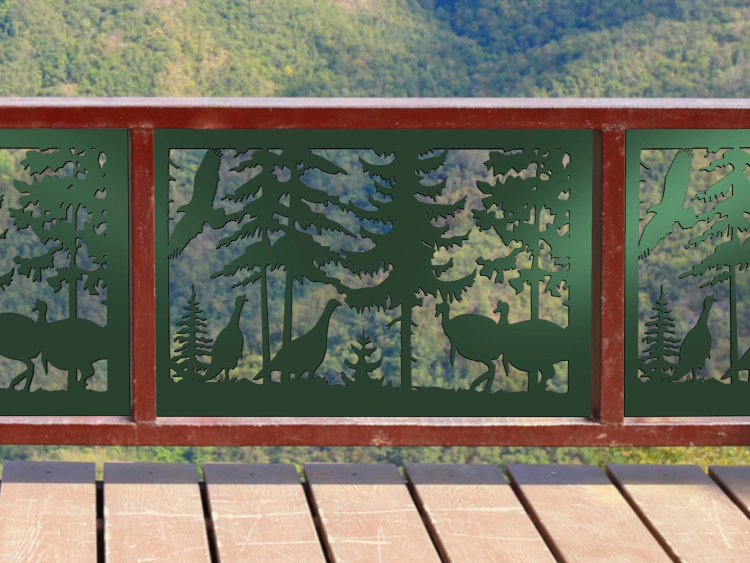 80"x30" - Turkey Scene Fence/Gate Panel Insert - Madison Iron and Wood
