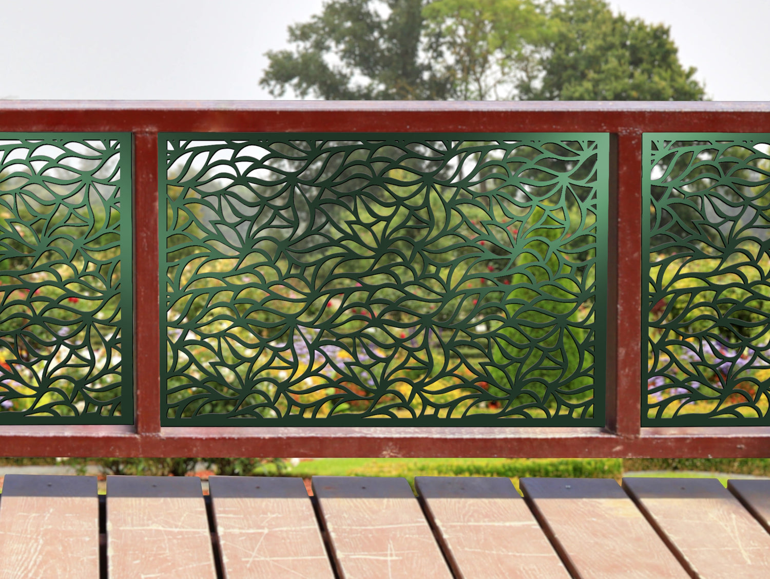 80"x30" - Garden Leaves Fence/Gate Panel Insert - Madison Iron and Wood