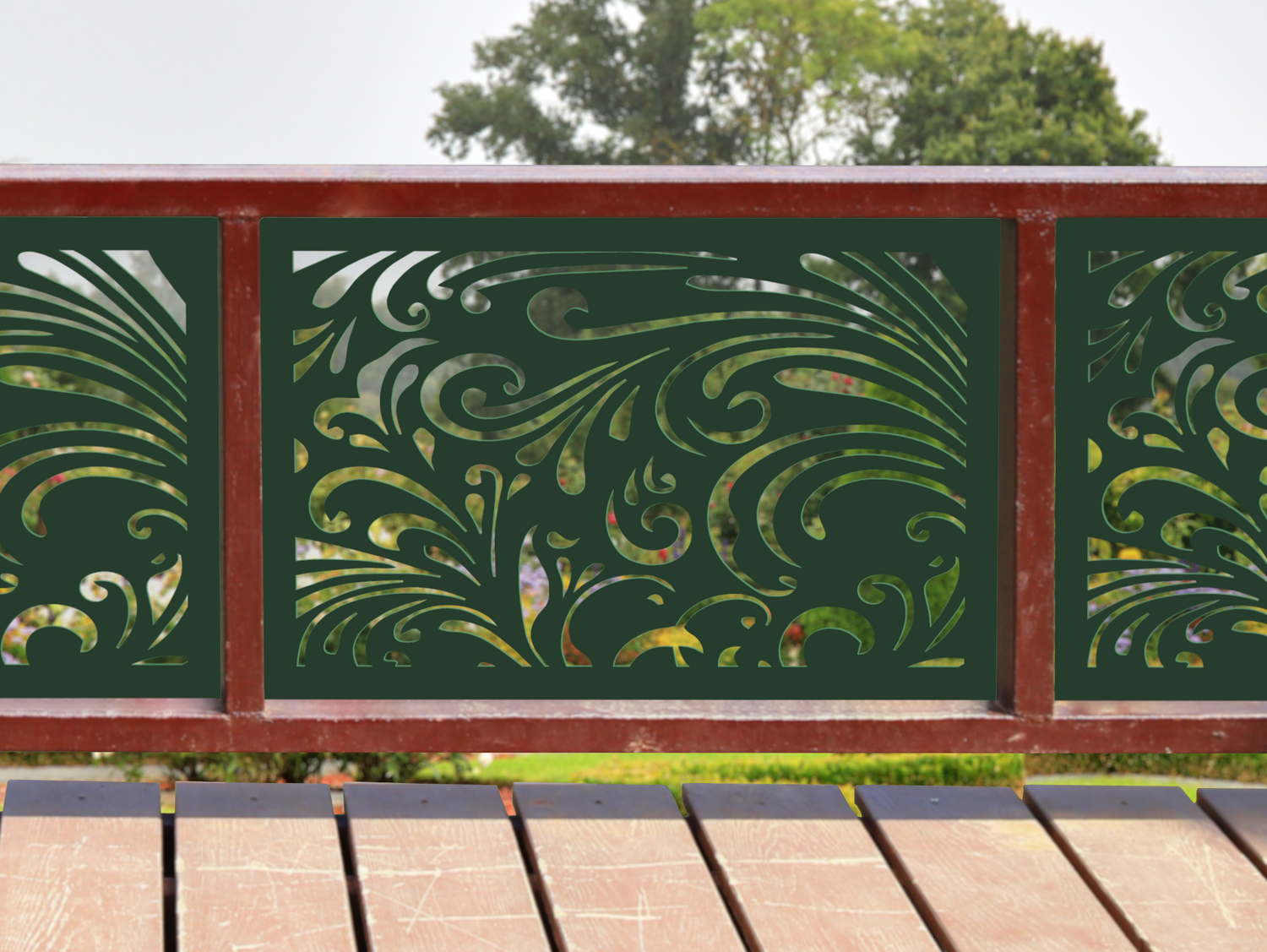 80"x30" - Elegant Scroll Design Fence/Gate Panel Insert - Madison Iron and Wood