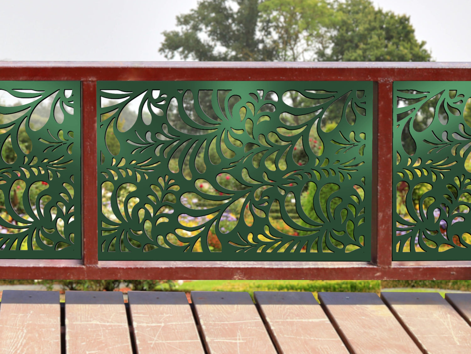 80"x30" - Budding Leaf Pattern Fence/Gate Panel Insert - Madison Iron and Wood