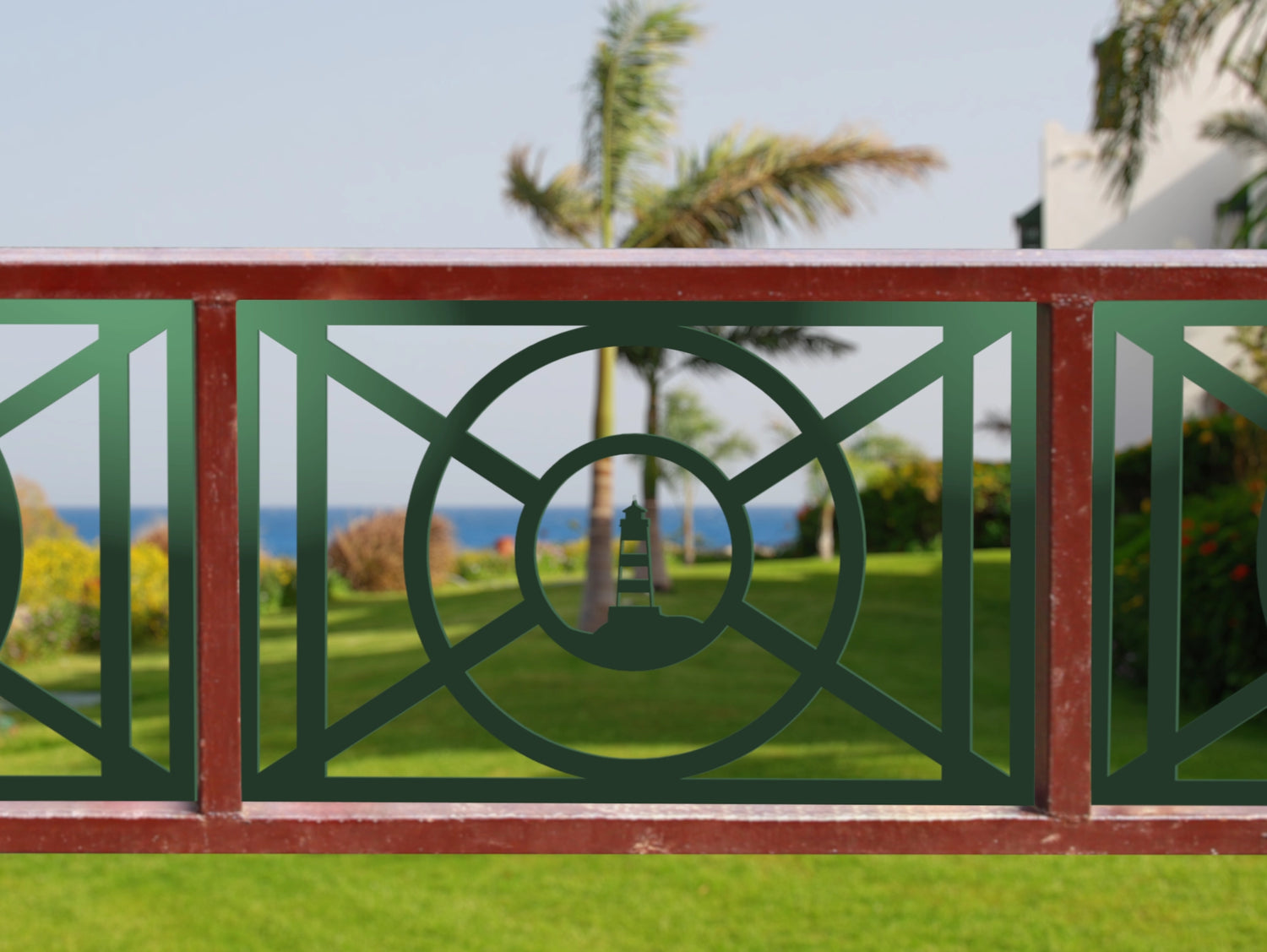 80"x30" - Nautical Lighthouse Design Fence/Gate Panel Insert - Madison Iron and Wood