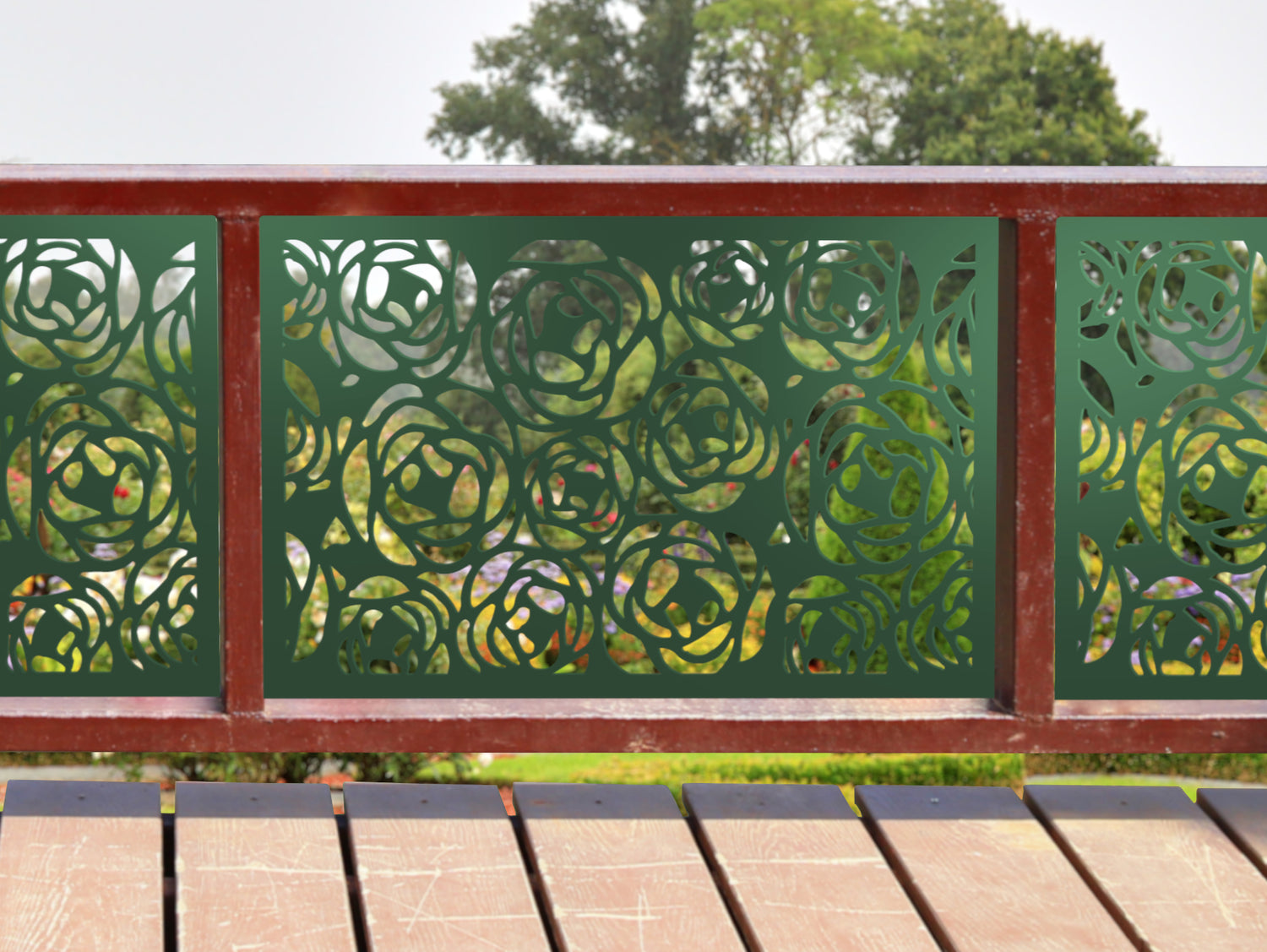 80"x30" - Rose Bush Fence/Gate Panel Insert - Madison Iron and Wood