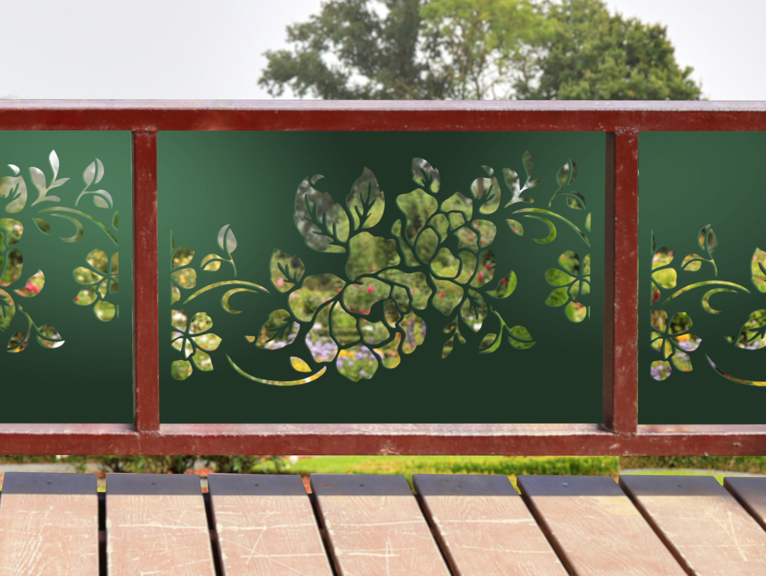 80"x30" - Floral Design Metal Fence/Gate Panel Insert - Madison Iron and Wood
