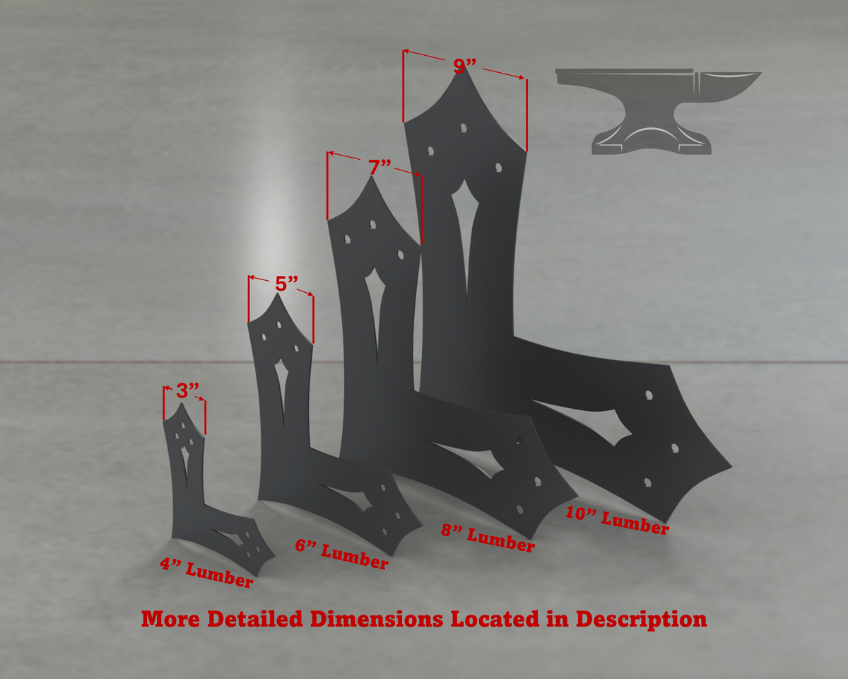 Gothic Style L Brackets - Various Sizes - Madison Iron and Wood