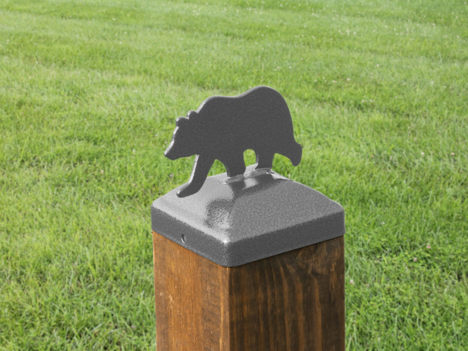 6X6 Bear Walking Post Cap (5.5 x 5.5 Post Size) - Madison Iron and Wood