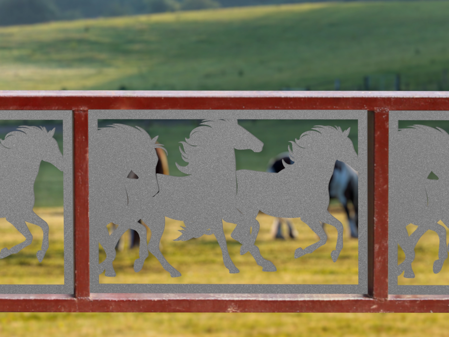 80"x30" - Horses Running Fence/Gate Panel Insert - Madison Iron and Wood