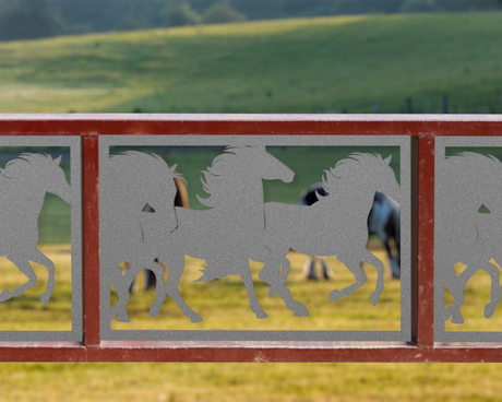 80"x30" - Horses Running Fence/Gate Panel Insert - Madison Iron and Wood