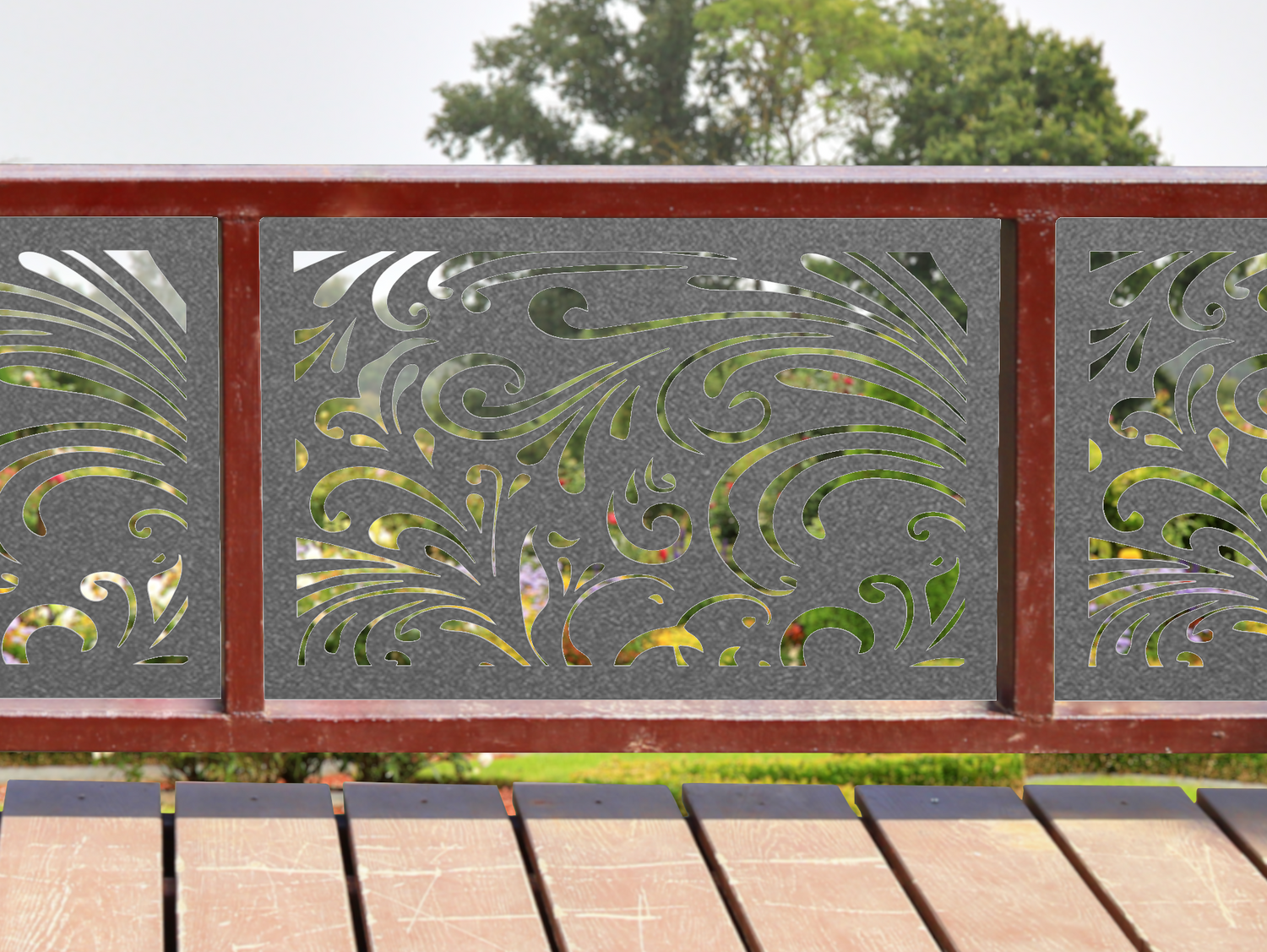 80"x30" - Elegant Scroll Design Fence/Gate Panel Insert - Madison Iron and Wood