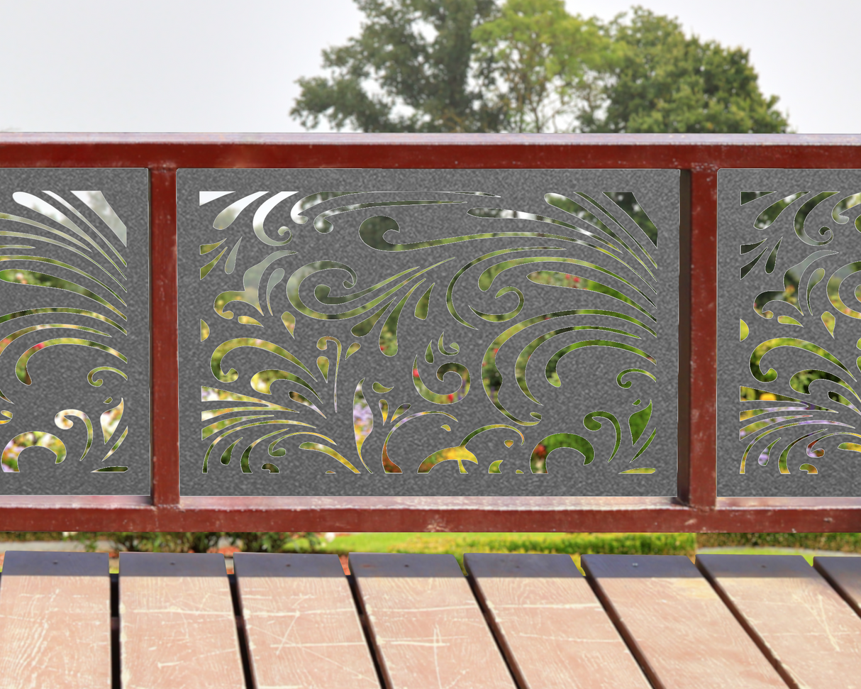 80"x30" - Elegant Scroll Design Fence/Gate Panel Insert - Madison Iron and Wood