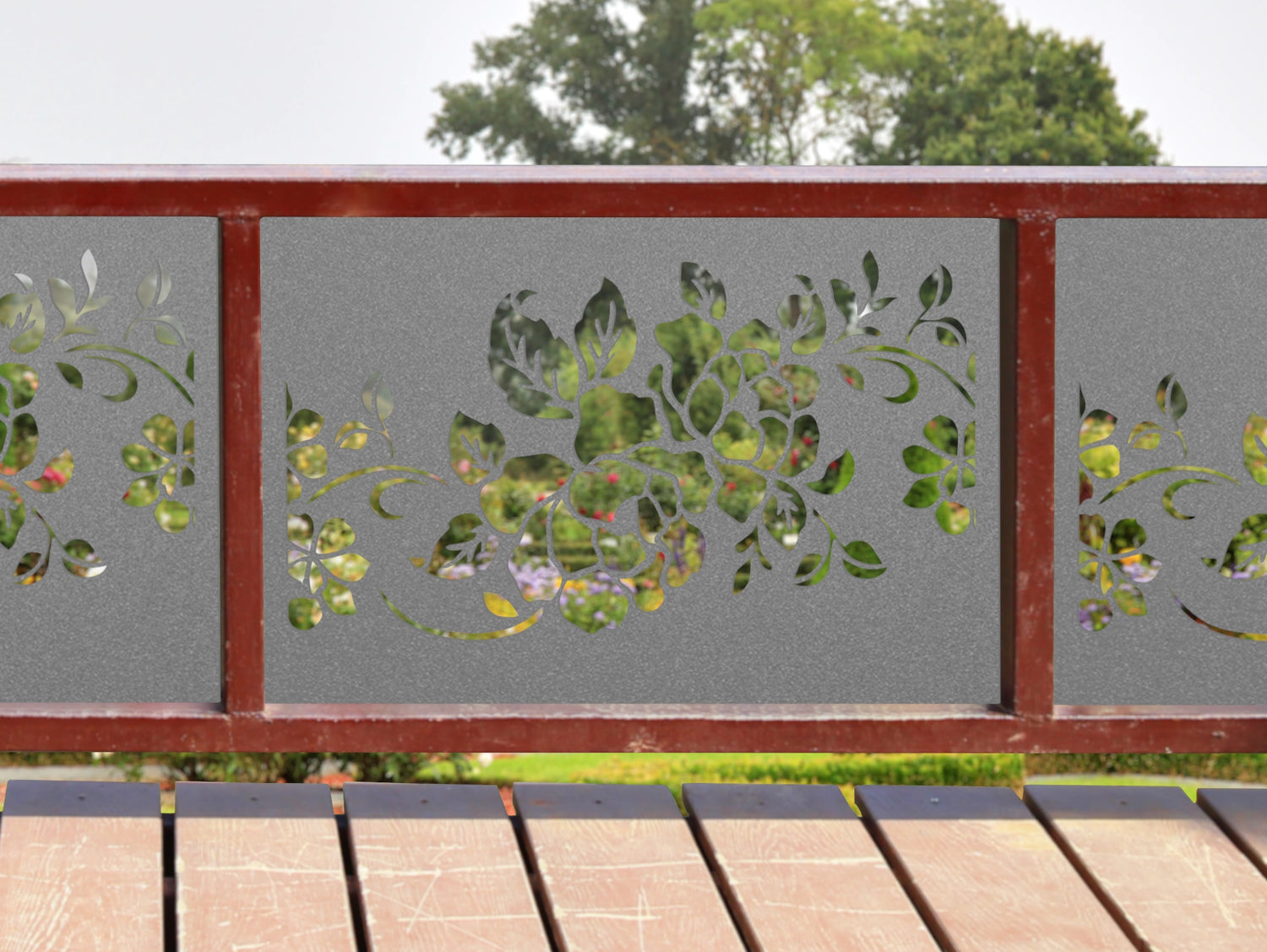 80"x30" - Floral Design Metal Fence/Gate Panel Insert - Madison Iron and Wood