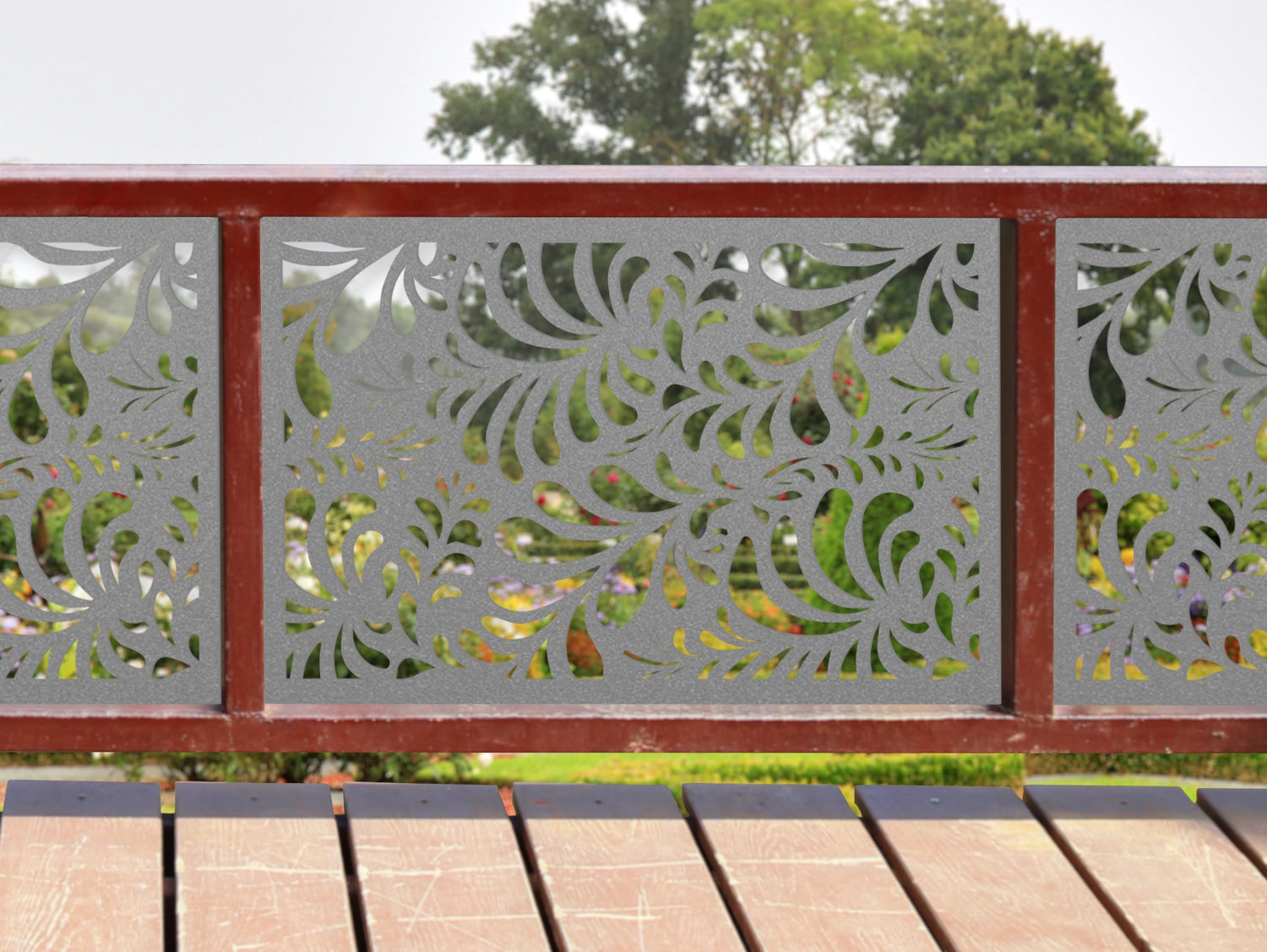 80"x30" - Budding Leaf Pattern Fence/Gate Panel Insert - Madison Iron and Wood