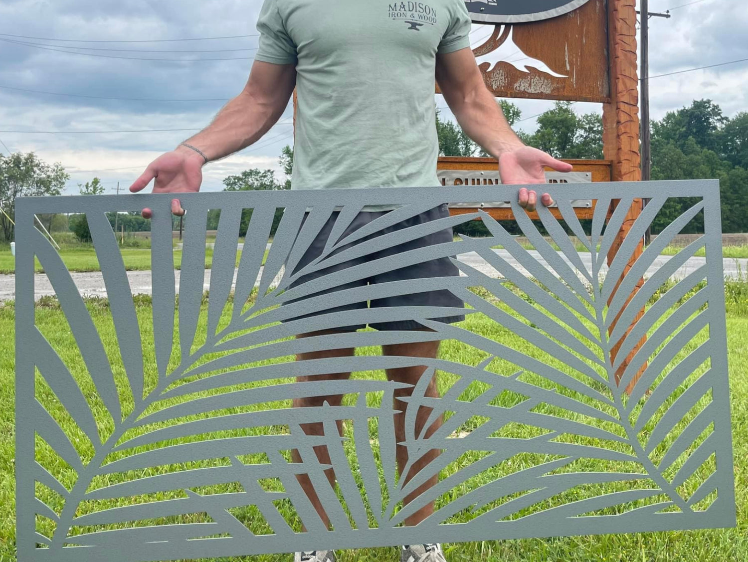 80"x30" - Palm Leaf Pattern Fence/Gate Panel Insert - Madison Iron and Wood