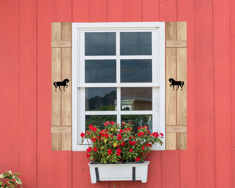 Wooden Window Shutter - Horse Design - Madison Iron and Wood