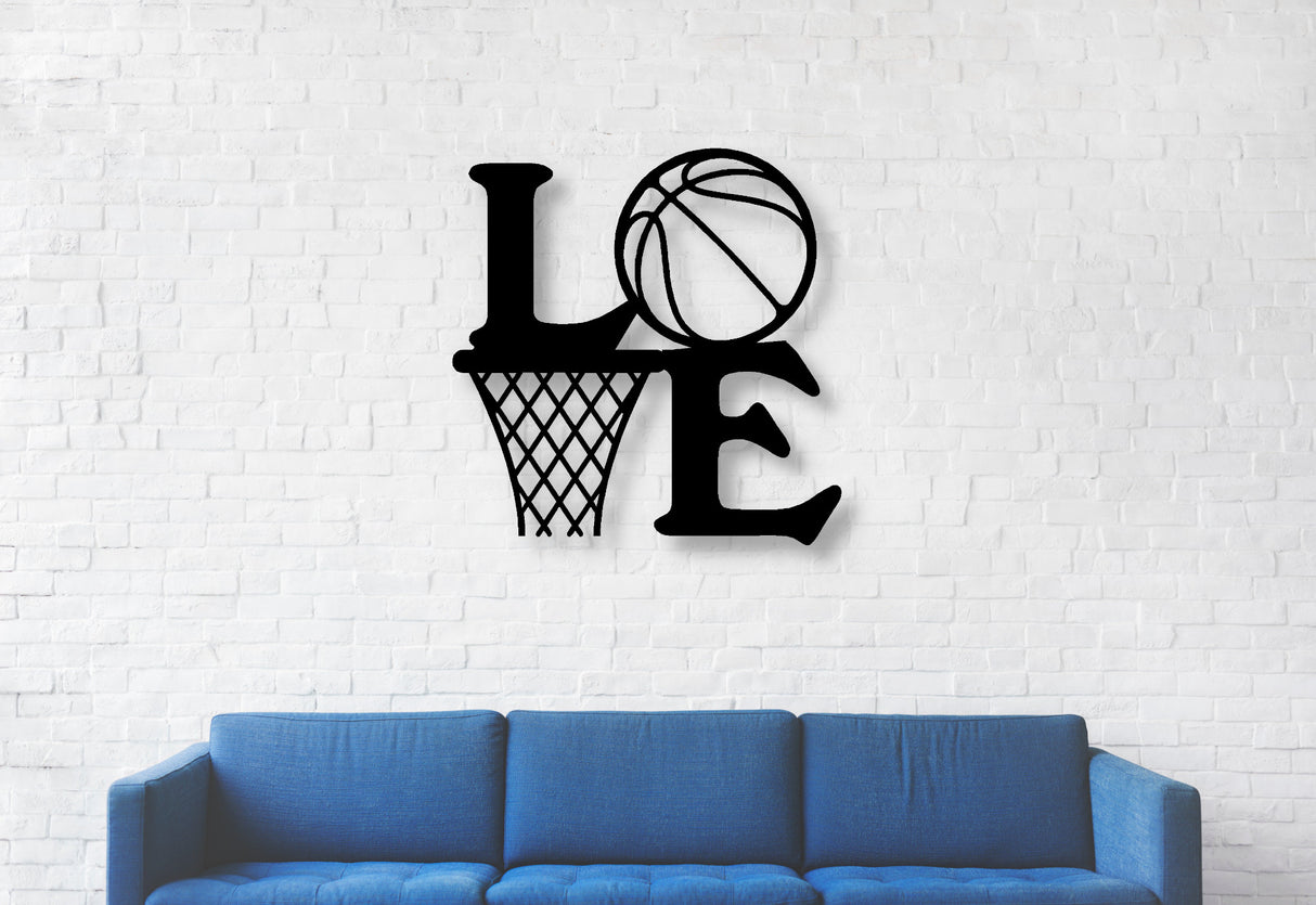Love Basketball Metal Word Sign - Madison Iron and Wood
