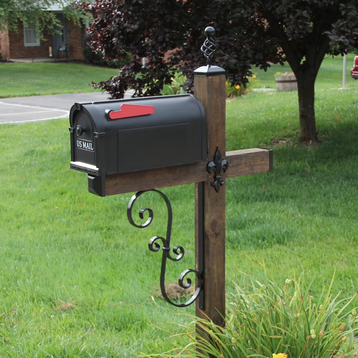 Kit de decoración de postes de buzón de madera enrollada Double S