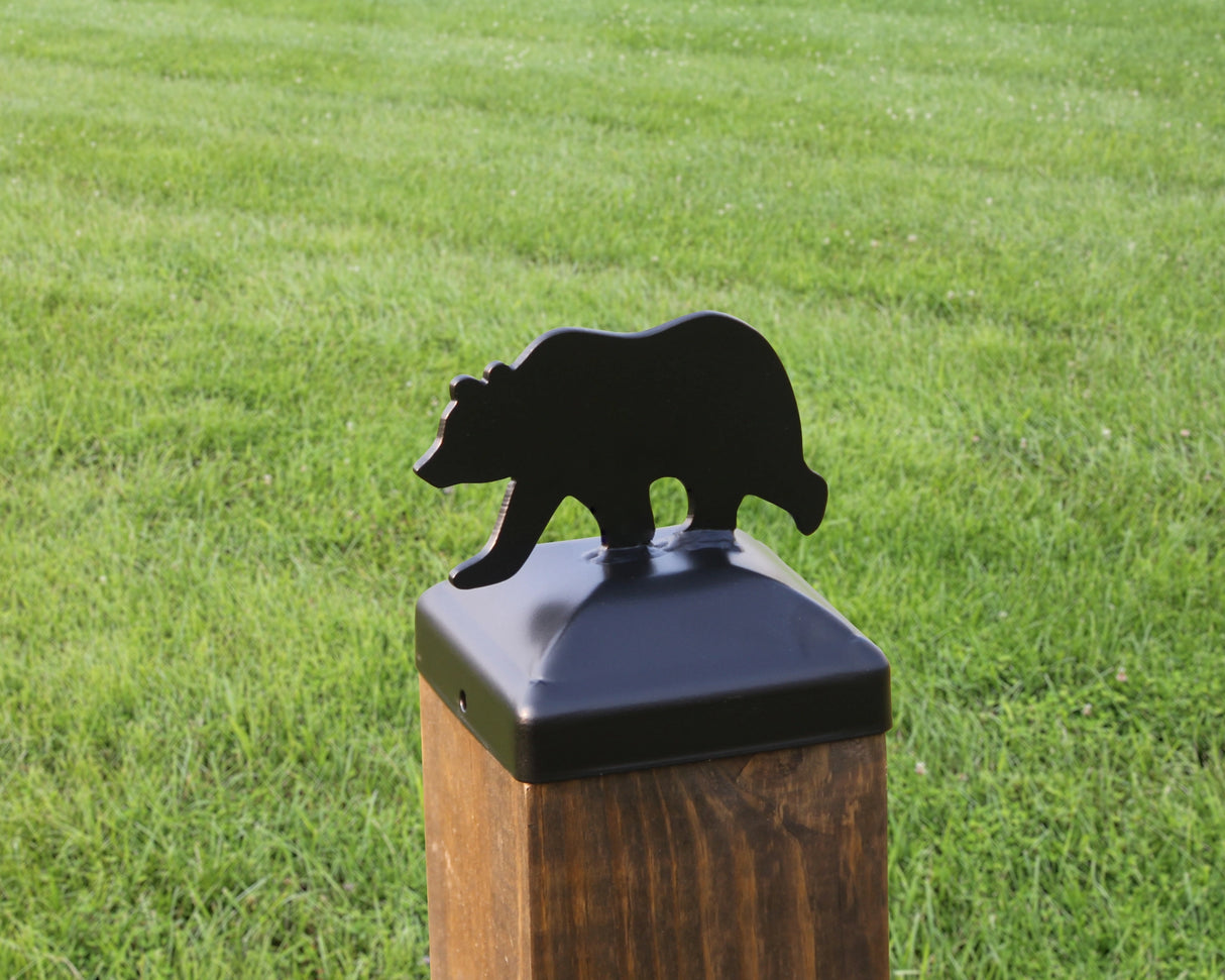 6X6 Bear Walking Post Cap (5.5 x 5.5 Post Size) - Madison Iron and Wood