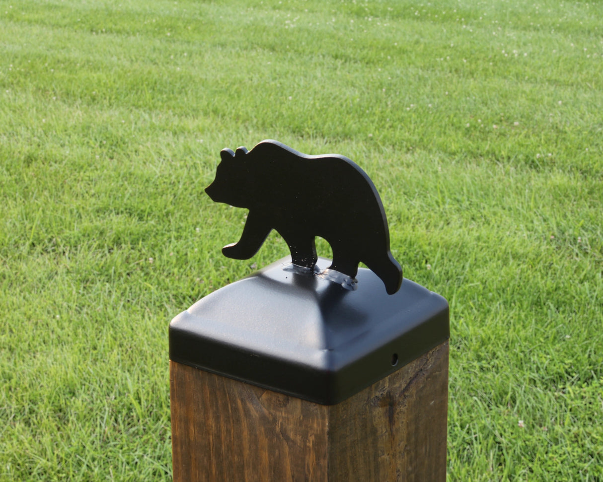 6X6 Bear Walking Post Cap (5.5 x 5.5 Post Size) - Madison Iron and Wood