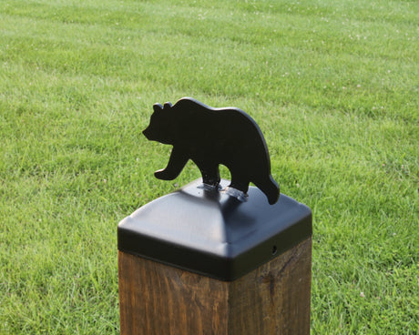 6X6 Bear Walking Post Cap (5.5 x 5.5 Post Size) - Madison Iron and Wood