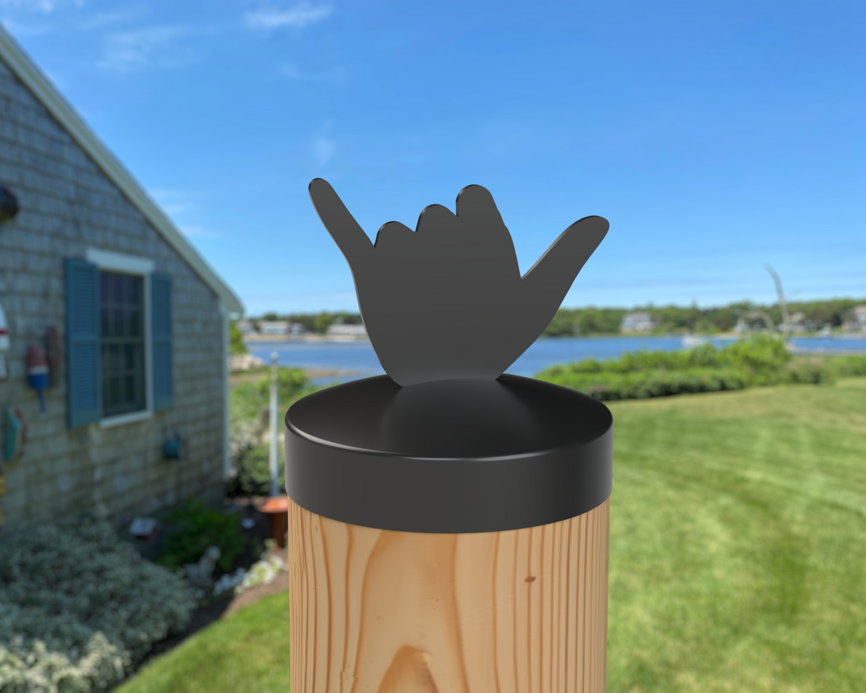 Shaka Hand, Round Post Cap (4x4 Round Post Size) - Madison Iron and Wood