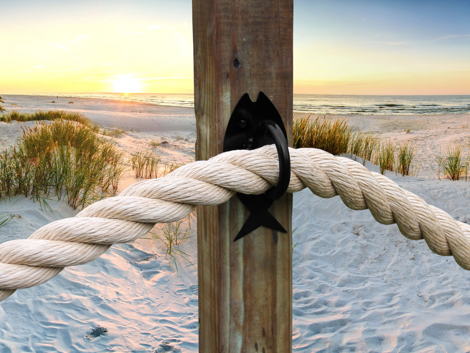 Fish Nautical Rope Ring, Light Strand Holder (3 sizes available) - Madison Iron and Wood