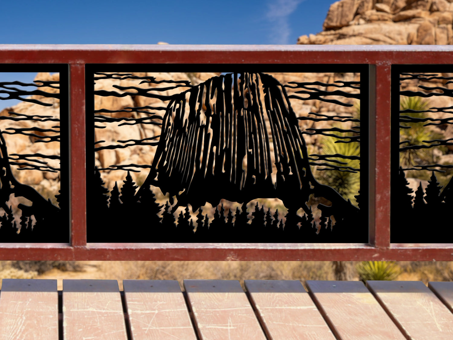 80"x30" - Devils Tower National Monument Fence/Gate Panel Insert - Madison Iron and Wood